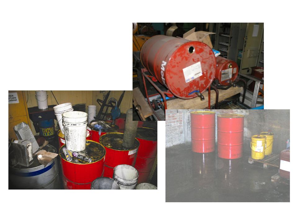 Dirty environment needs spill control, absorbents, safety storage