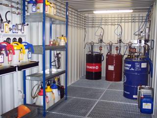 Lubristation LCU Lube Container Detail, Oil Safe opslagrek en oliebar