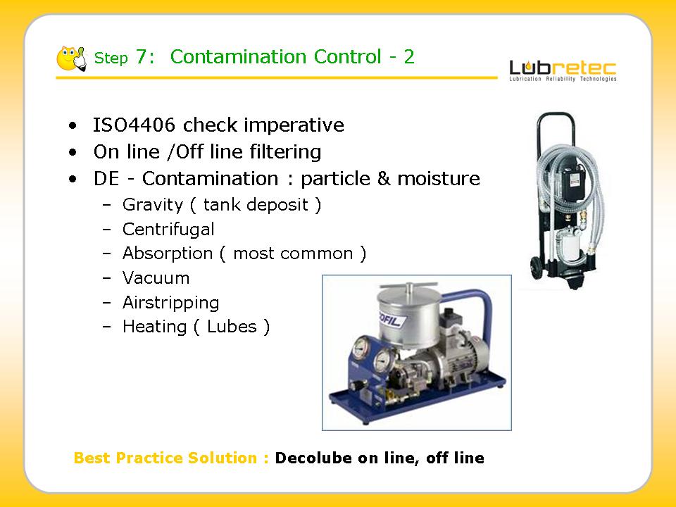 Lubrication relaibility : contamination control by filtration