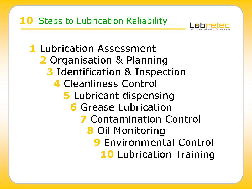 Lubretec Lubrication Reliability in 10 steps